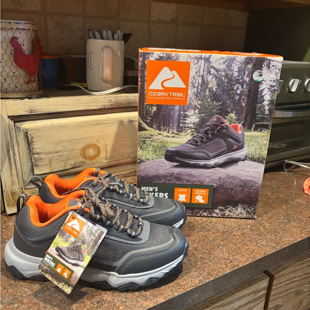 Ozark Trail Gray and Orange Sneakers with Safety Features